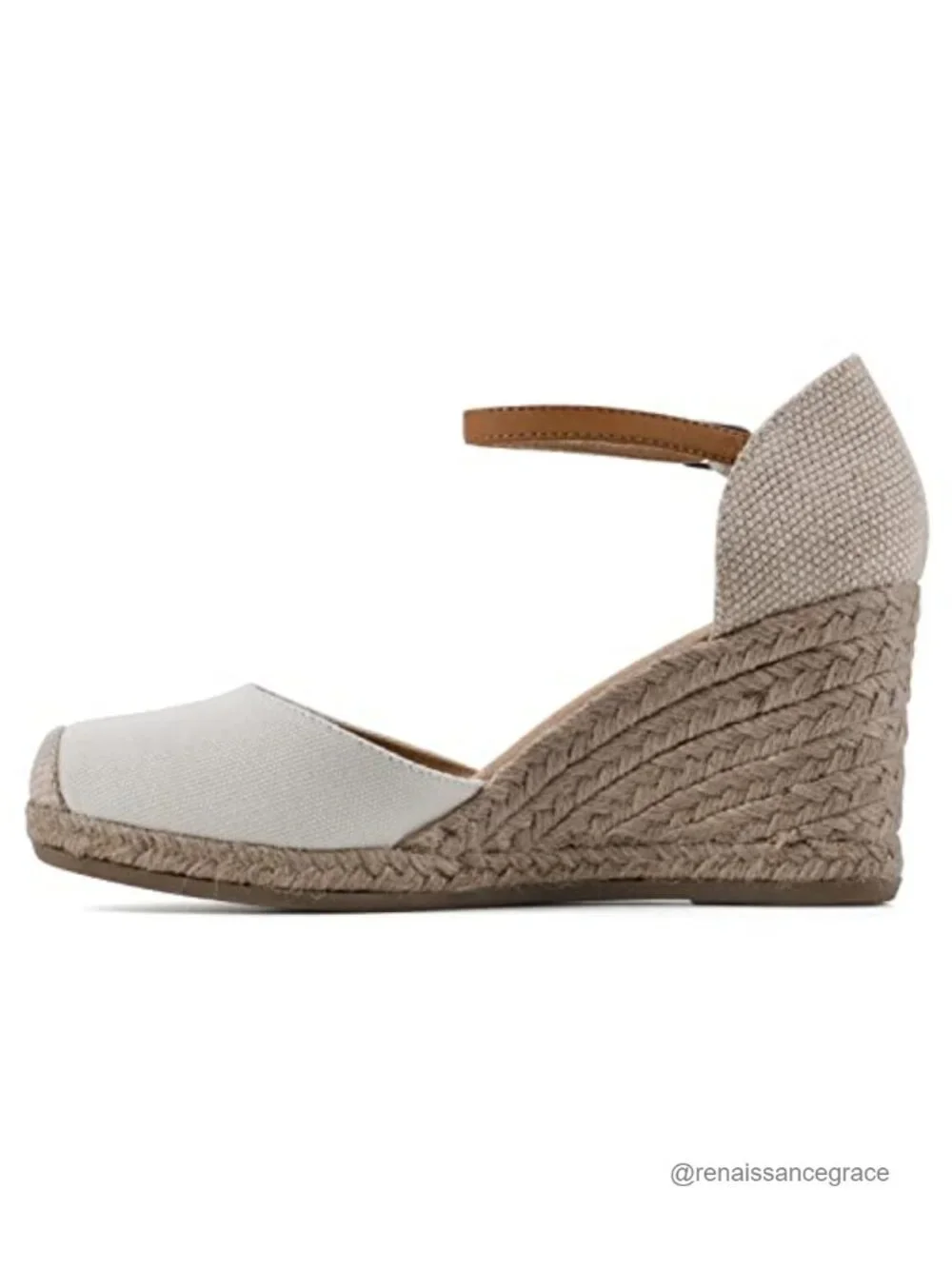 Espadrille Wedge Sandals with Ankle Strap, Cushioned Insole, Jute Sole